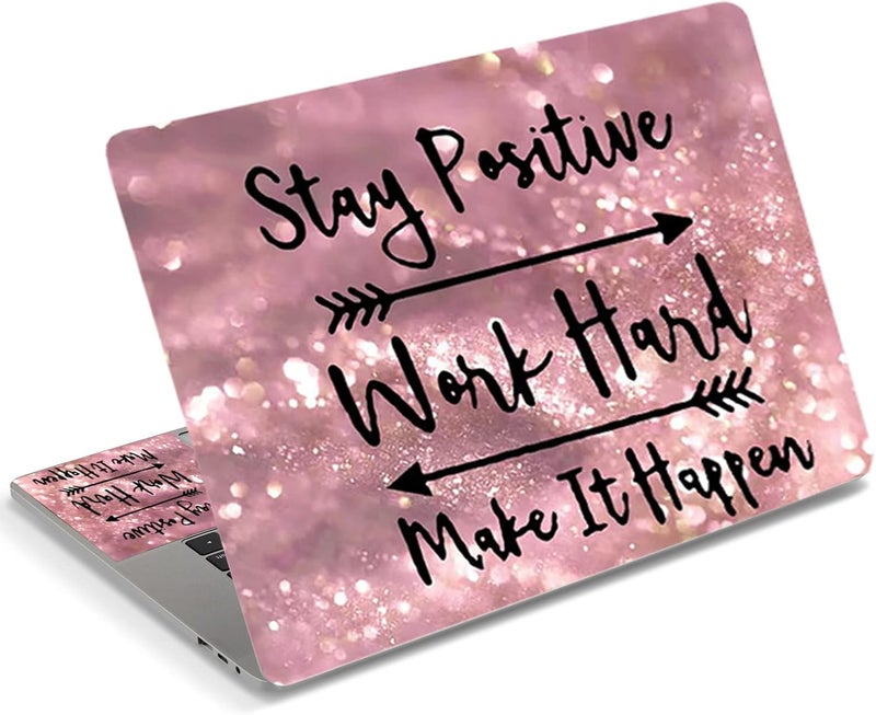 DINKY Laptop Skin Sticker Decal, 16" 16.5” 17” 17.3 inch Laptop Universal Reusable Vinyl Skin Stickers Art Cover Decal Notebook PC Personalized Protector (Pink Inspirational Quote) - Image 1
